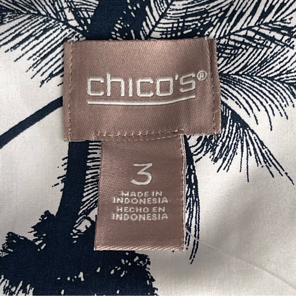 Chico’s Tropical Nights Utility Shirt Women’s Size 3 Regular Size 16 3/4 Sleeves - Picture 8 of 10